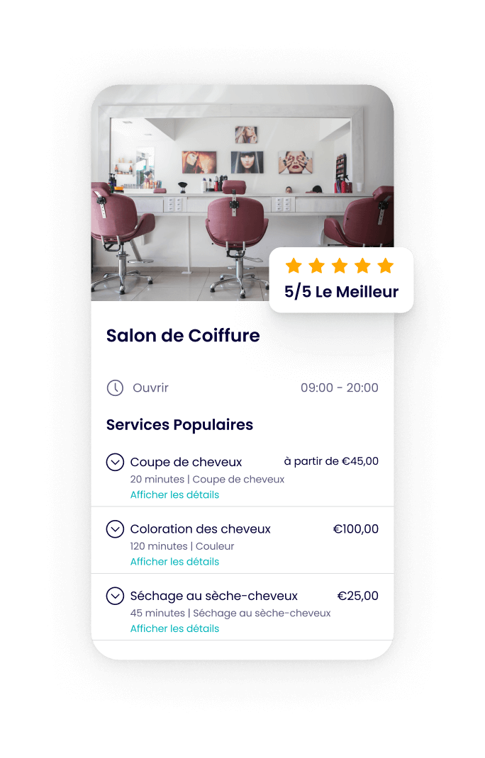 Application coiffeur